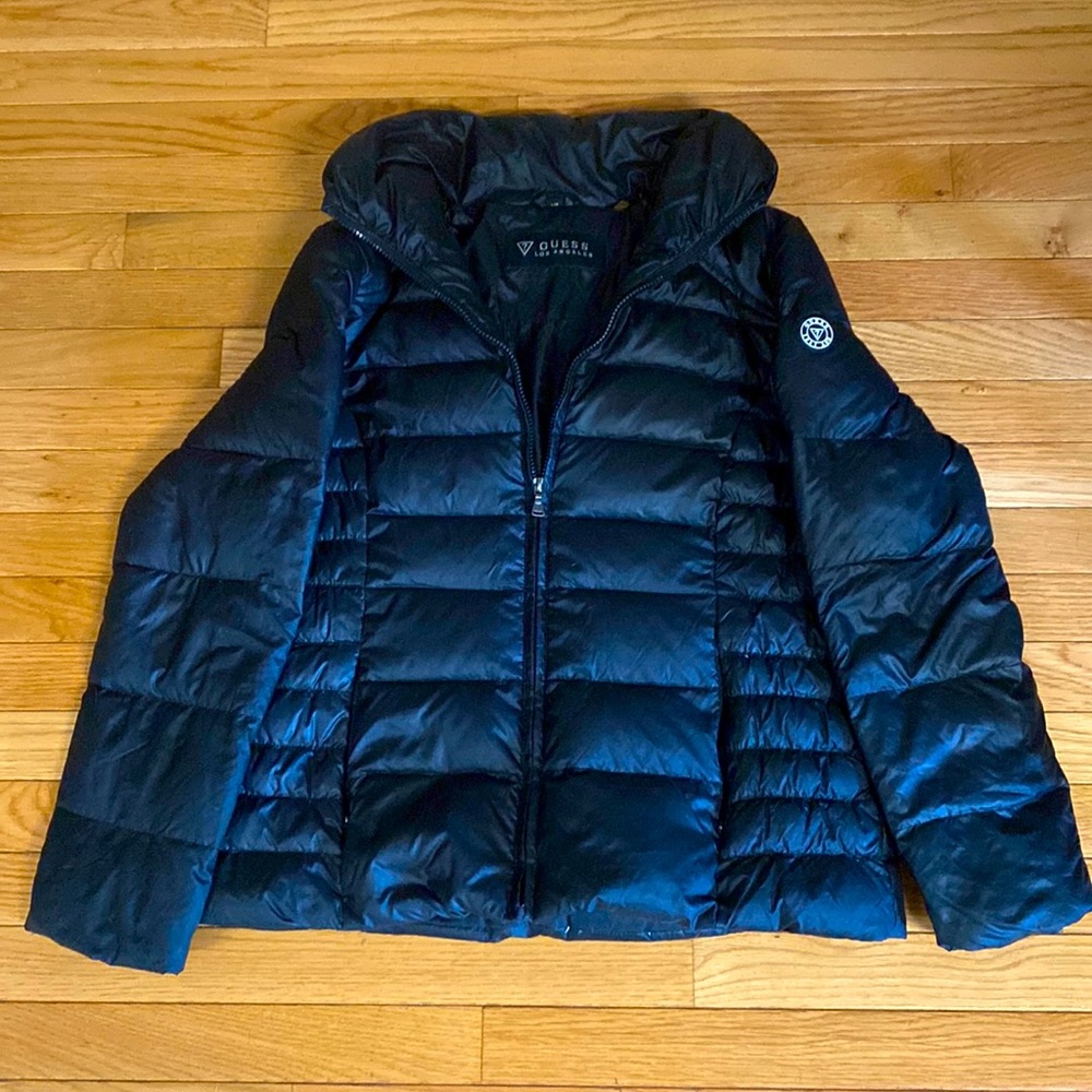 Woman’s black Guess Los Angeles jacket size large